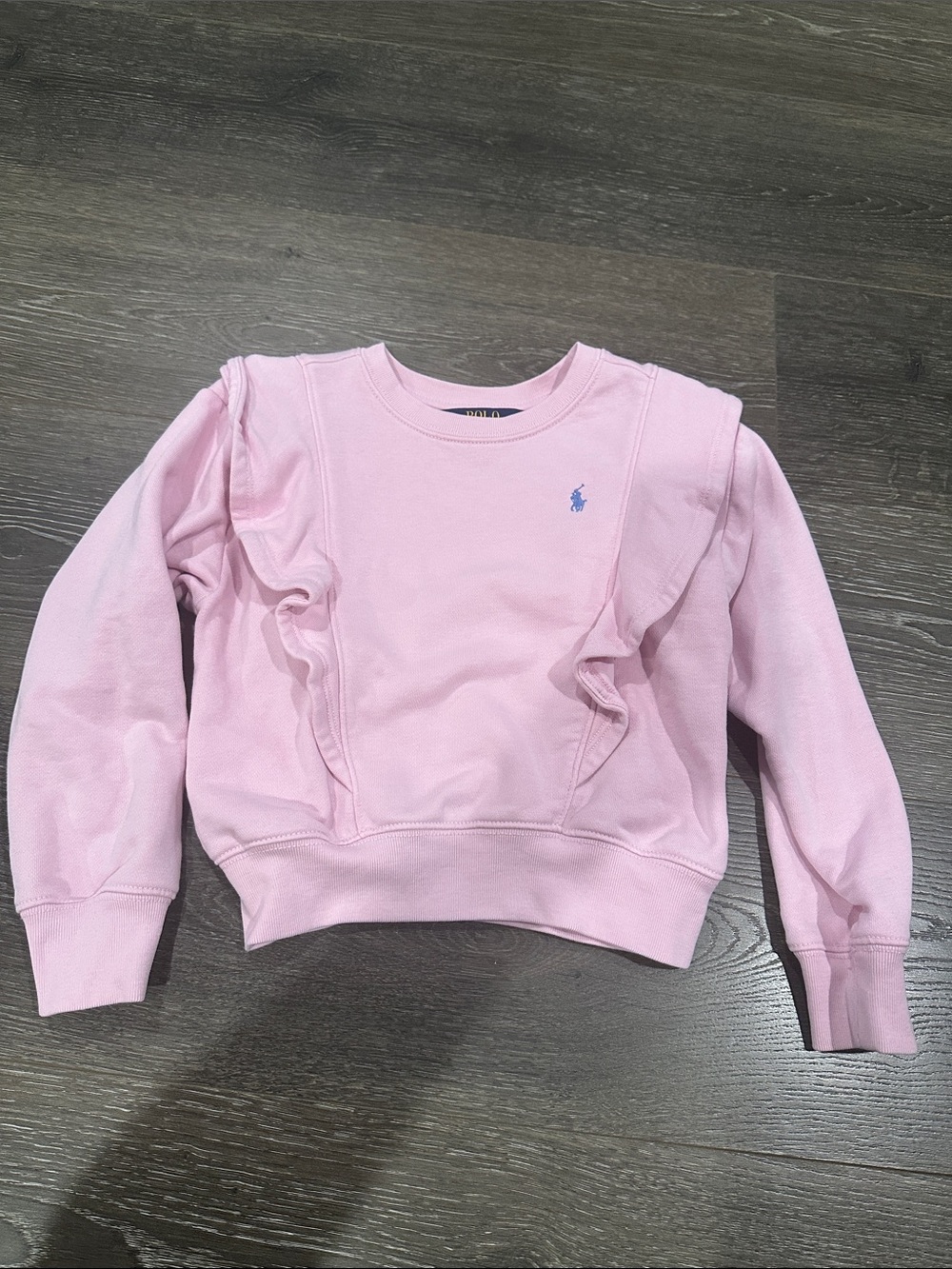 Ralph Lauren Light Pink Ruffle Pullover Sweatshirt - Girls